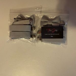 Boys Grey bow tie and suspenders set. Have 2.